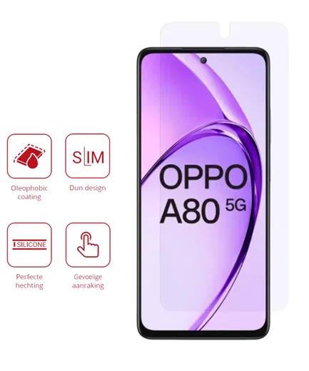 Rosso Oppo A80 Screen Protector Case Friendly Folie Duo Pack afbeelding 2