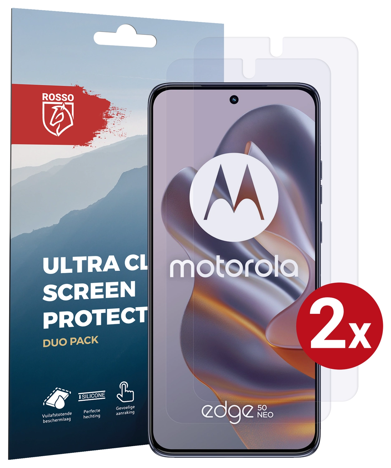 Rosso Motorola Edge 50 Neo Screen Protector Case Friendly Folie Duo Pack afbeelding 1