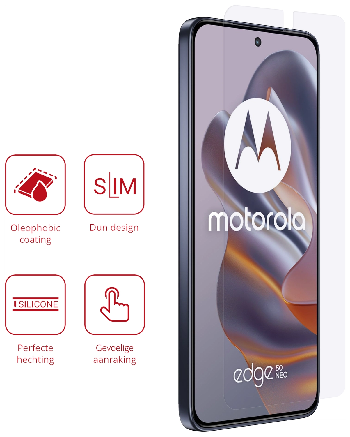 Rosso Motorola Edge 50 Neo Screen Protector Case Friendly Folie Duo Pack afbeelding 2