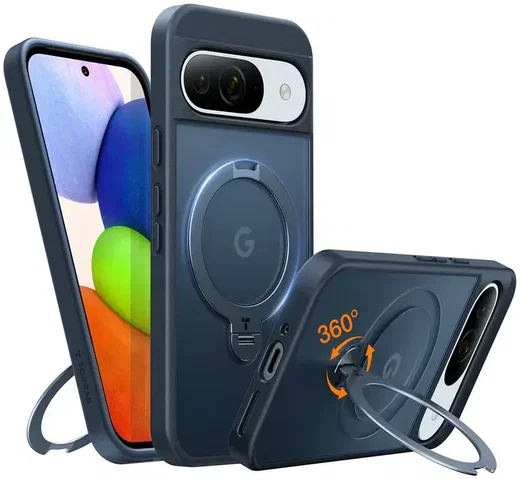 TORRAS Ostand Spin Google Pixel 9 Pro XL Hoesje 360° MagSafe Stand Zwart afbeelding 1
