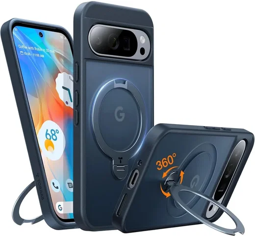 TORRAS Ostand Spin Google Pixel 9 / 9 Pro Hoesje 360° MagSafe Stand Zwart afbeelding 1