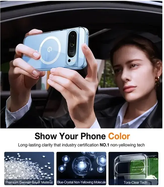 TORRAS Diamond Mag Google Pixel 9 Pro XL Hoesje MagSafe Back Cover Transparant afbeelding 8
