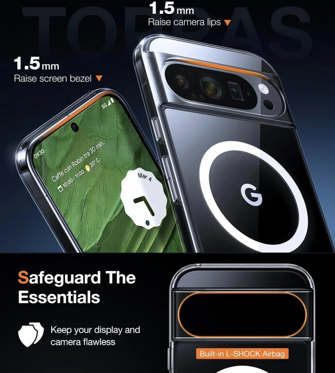 TORRAS Diamond Mag Google Pixel 9 Pro XL Hoesje MagSafe Back Cover Transparant afbeelding 5