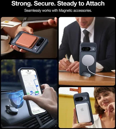 TORRAS Pstand Google Pixel 9 / 9 Pro Hoesje MagSafe met Kickstand Zwart afbeelding 2