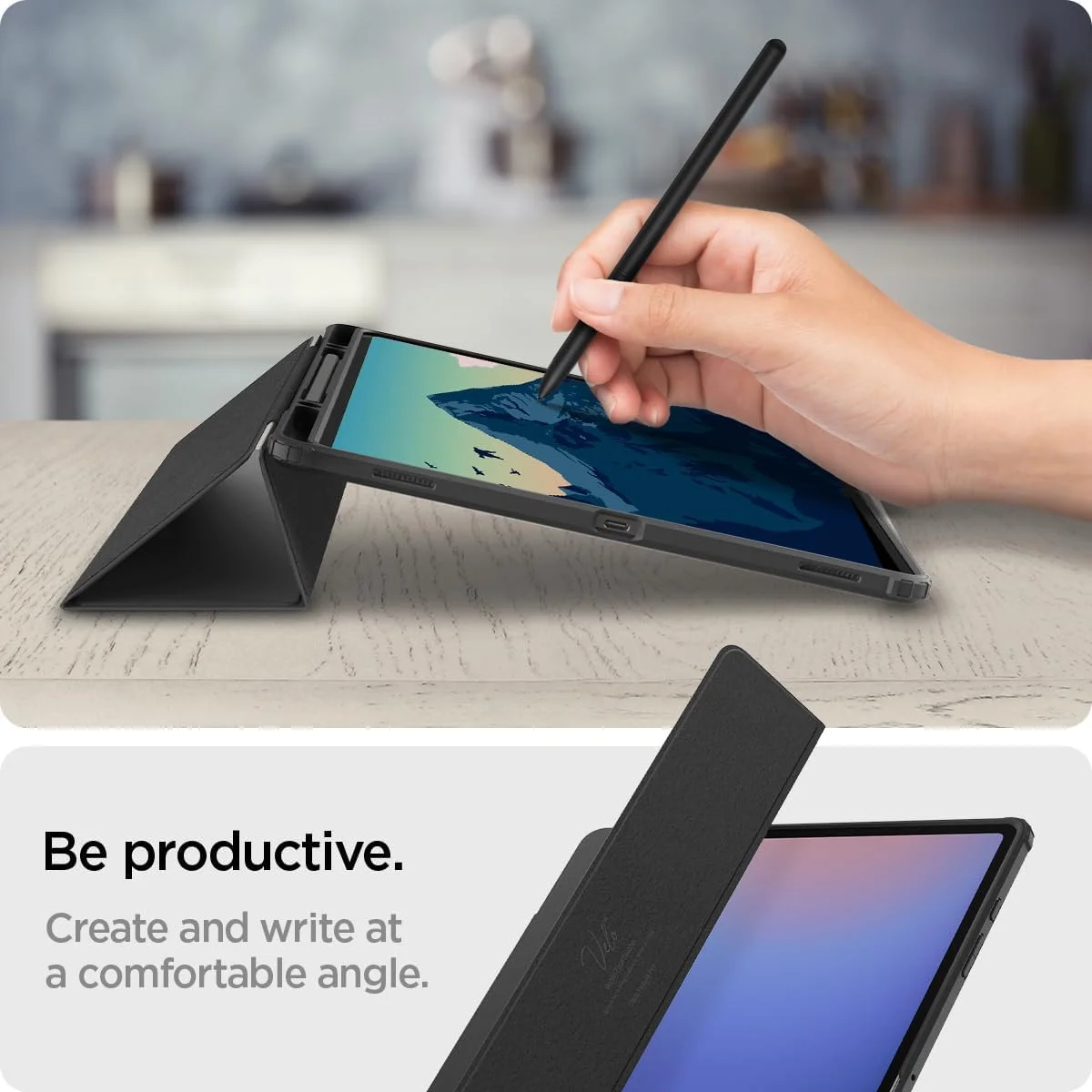 Spigen Ultra Hybrid Pro Samsung Galaxy Tab S10 / S9 / S8 Ultra Hoes Zwart afbeelding 5