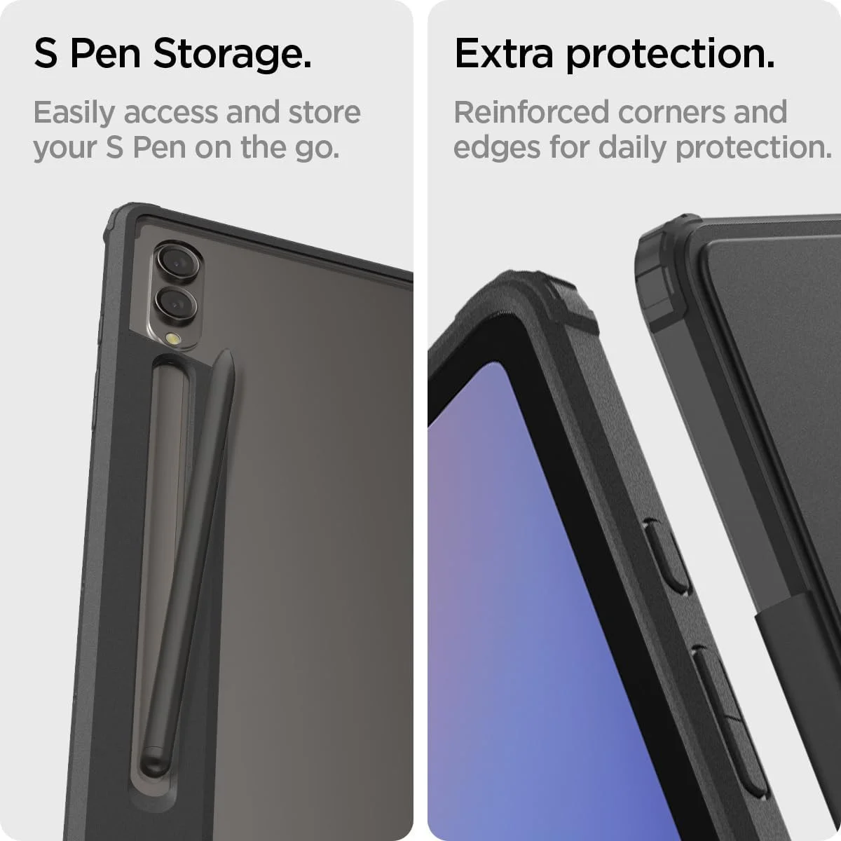 Spigen Ultra Hybrid Pro Samsung Galaxy Tab S10 / S9 / S8 Ultra Hoes Zwart afbeelding 6