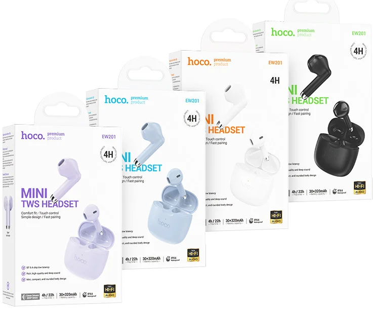 Hoco EW201 Draadloze Bluetooth Half In-Ear Oordoppen Blauw afbeelding 8