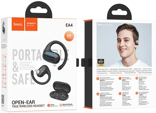 Hoco EA4 True Wireless Headset Draadloze Open-Ear Oordopjes Sport Zwart afbeelding 5