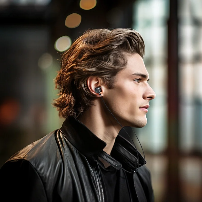 Hoco Bluetooth In-Ear Oordopjes met Nekband Zwart afbeelding 3