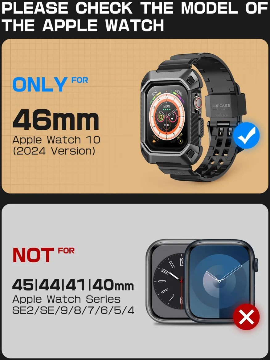 SUPCASE UB Pro - Apple Watch 11/10 46MM Hoesje - met Bandje - Zwart afbeelding 9