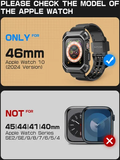 SUPCASE UB Pro - Apple Watch 11/10 46MM Hoesje - met Bandje - Zwart afbeelding 9