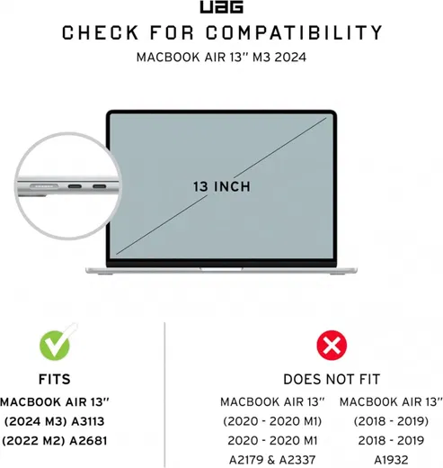 UAG [U] Lucent MacBook Air 13 Inch M3/M2 2024/2022 Hoes - A3113 / A2681 - Ice afbeelding 3