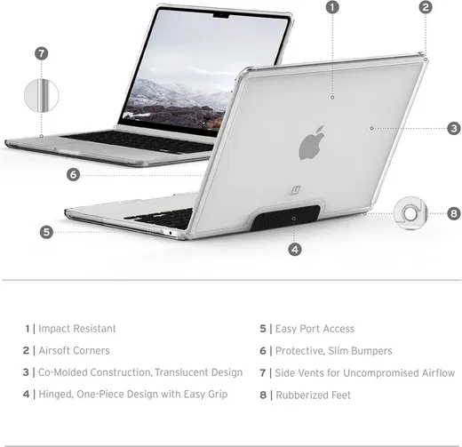 UAG [U] Lucent MacBook Air 13 Inch M3/M2 2024/2022 Hoes - A3113 / A2681 - Ice afbeelding 4