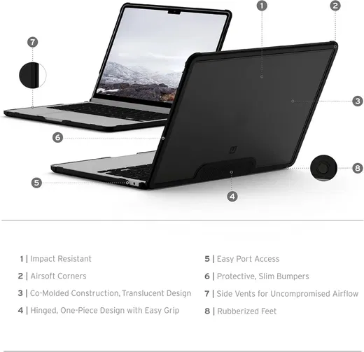 UAG [U] Lucent MacBook Air 13 Inch M3/M2 2024/2022 Hoes - A3113 / A2681 - Zwart afbeelding 4