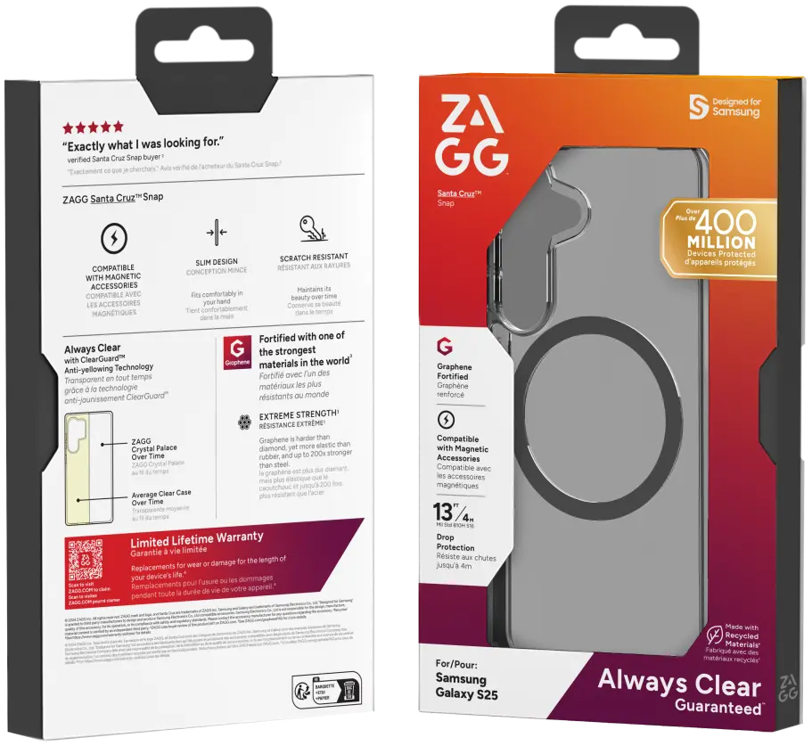 ZAGG Santa Cruz Snap Samsung Galaxy S25 Hoesje Magnetic Back Cover Zwart afbeelding 10