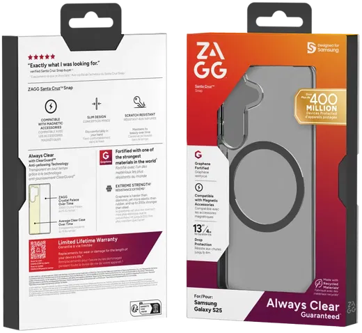 ZAGG Santa Cruz Snap Samsung Galaxy S25 Hoesje Magnetic Back Cover Zwart afbeelding 10