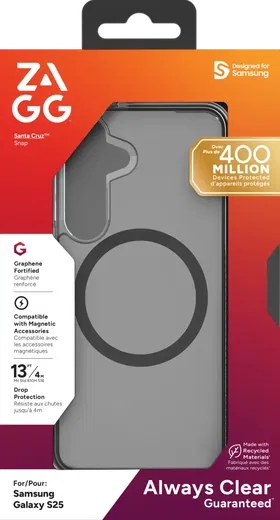 ZAGG Santa Cruz Snap Samsung Galaxy S25 Hoesje Magnetic Back Cover Zwart afbeelding 9