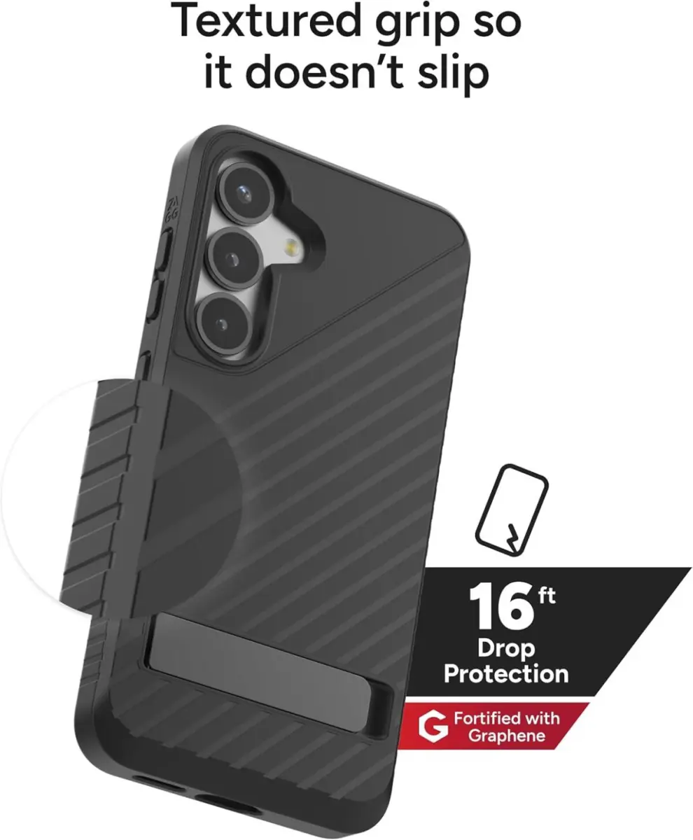 ZAGG Denali Kickstand Samsung Galaxy S25 Hoesje Back Cover Zwart afbeelding 4