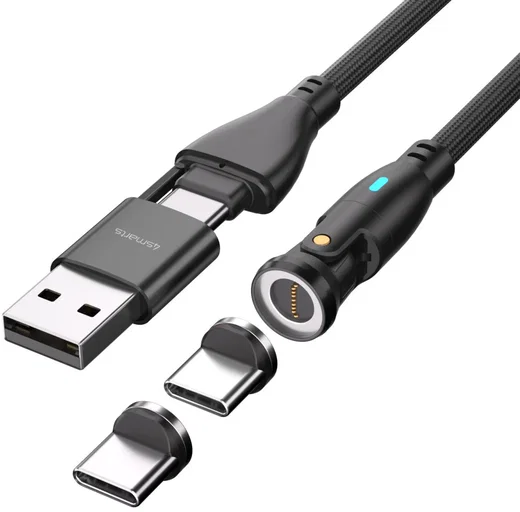 4smarts USB-C/USB-A naar USB-C 100W Magnetische Oplaad Kabel PD 1.8 Meter Zwart afbeelding 2