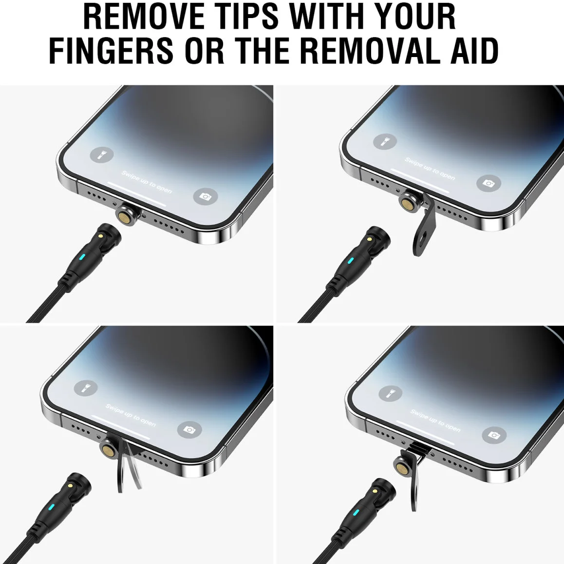4smarts USB-C/USB-A naar USB-C 100W Magnetische Oplaad Kabel PD 1.8 Meter Zwart afbeelding 10