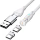 4smarts USB-C/USB-A naar USB-C 100W Magnetische Oplaad Kabel PD 1.8 Meter Wit afbeelding 2