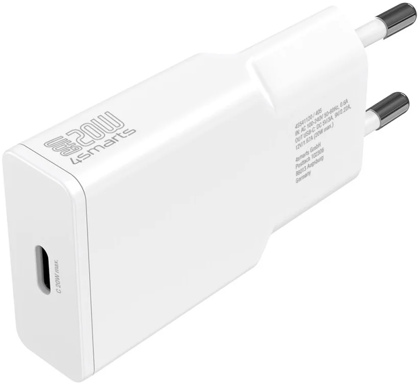 4Smarts 20W Slim USB-C Adapter met USB-C Kabel 1.5 Meter Power Delivery Wit afbeelding 3