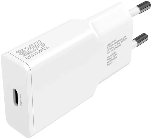 4Smarts 20W Slim USB-C Adapter met USB-C Kabel 1.5 Meter Power Delivery Wit afbeelding 3