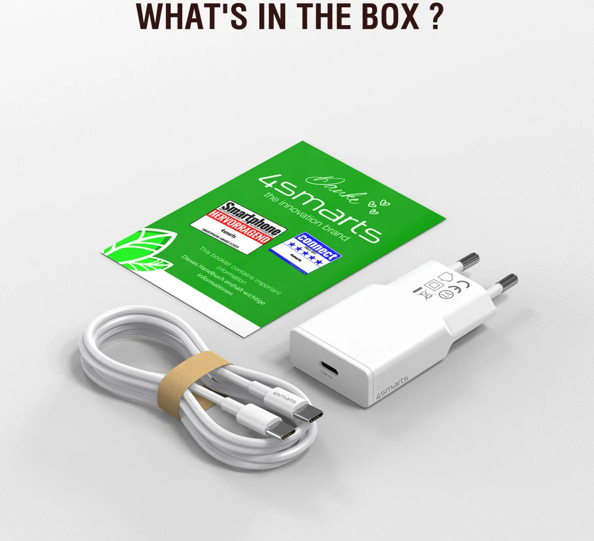 4Smarts 20W Slim USB-C Adapter met USB-C Kabel 1.5 Meter Power Delivery Wit afbeelding 7