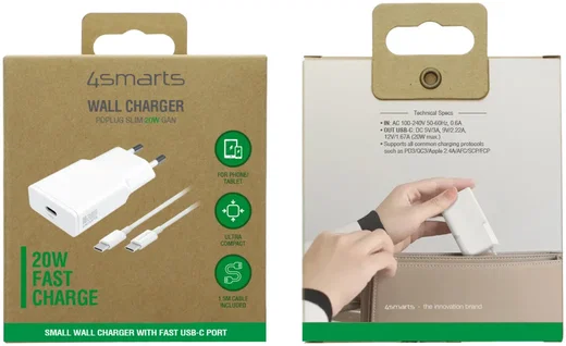 4Smarts 20W Slim USB-C Adapter met USB-C Kabel 1.5 Meter Power Delivery Wit afbeelding 8