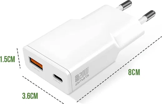 4smarts 20W GaN Mini Oplader USB-C Power Delivery + USB-A QC Wit afbeelding 4