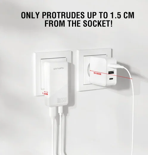 4Smarts FlatPlug 65W Power Delivery / Quick Charge USB-C / USB-A Adapter Wit afbeelding 8