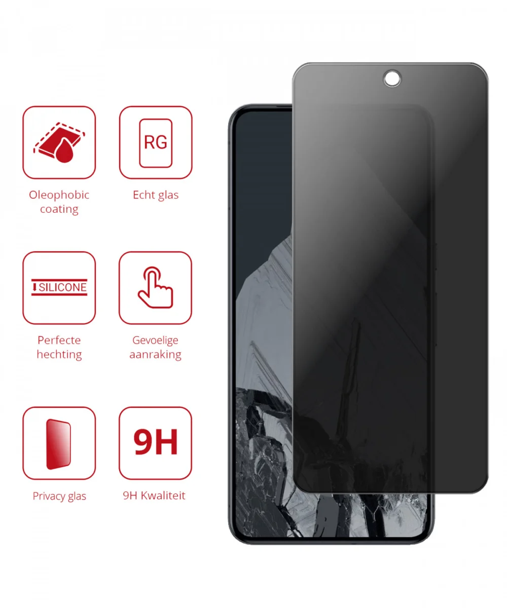 Rosso Google Pixel 8 Pro 9H Tempered Glass Screen Protector Privacy afbeelding 2
