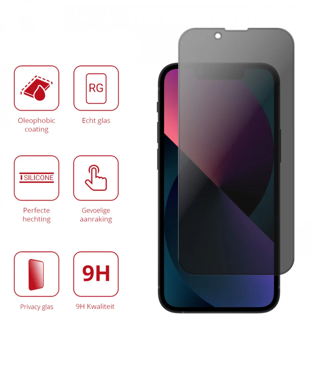 Rosso Apple iPhone 13 Mini 9H Tempered Glass Screen Protector Privacy afbeelding 2