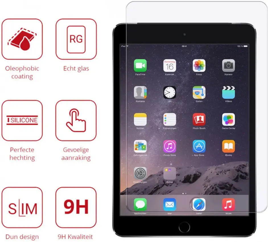 Rosso Apple iPad Mini 3 / 2 / 1 9H Tempered Glass Screen Protector afbeelding 2