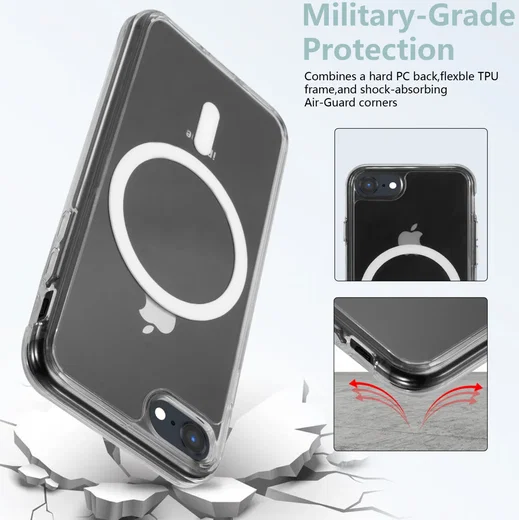 iPhone SE (2022 / 2020) / 8 / 7 Hoesje Hard Back Cover met MagSafe Transparant afbeelding 3