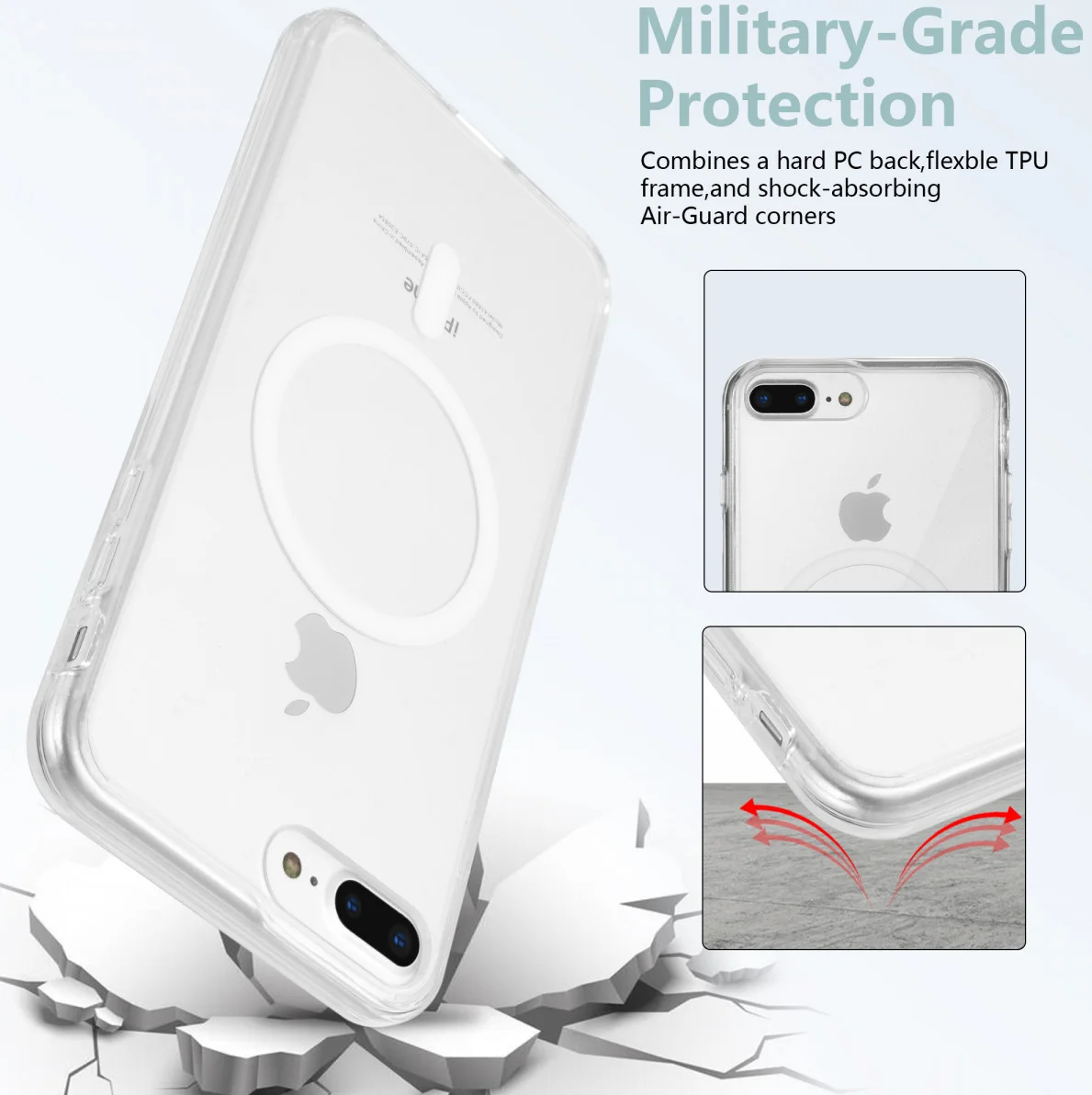 Apple iPhone 8 Plus / 7 Plus Hoesje Hard Back Cover met MagSafe Transparant afbeelding 3