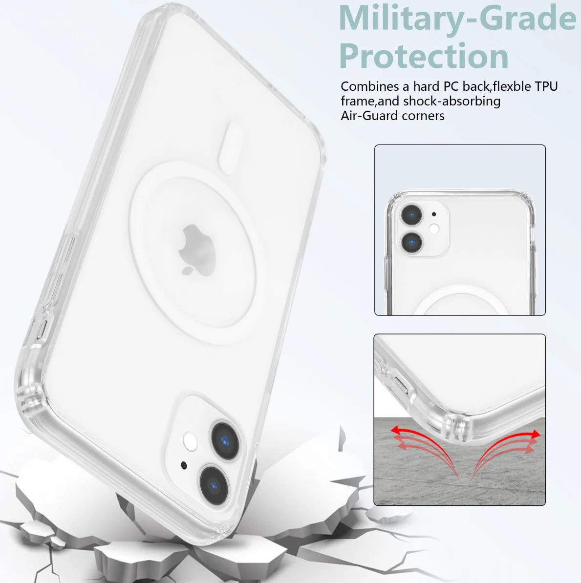 Apple iPhone 11 Hoesje Hard Back Cover met MagSafe Transparant afbeelding 3