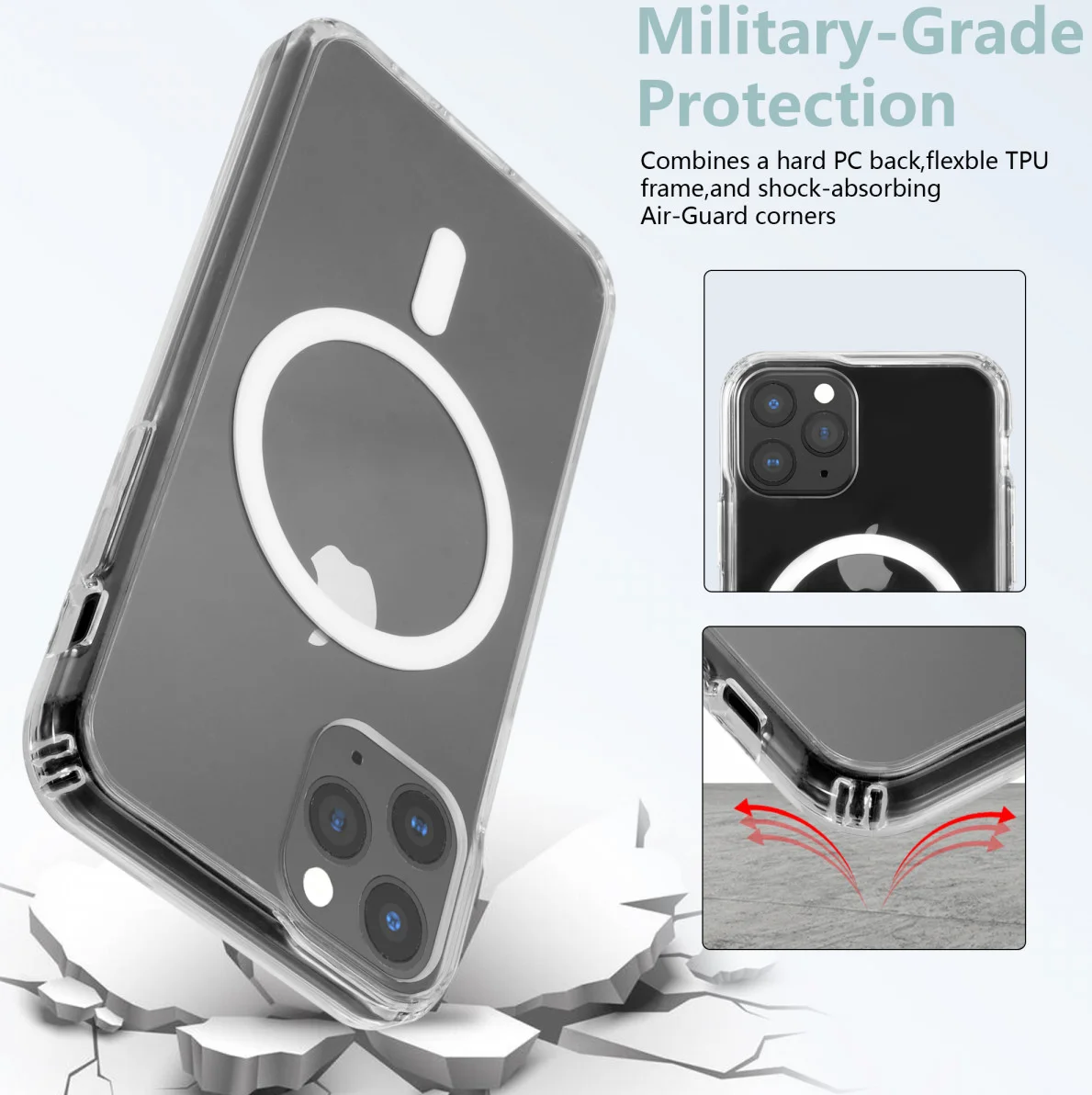 Apple iPhone 11 Pro Hoesje Hard Back Cover met MagSafe Transparant afbeelding 3