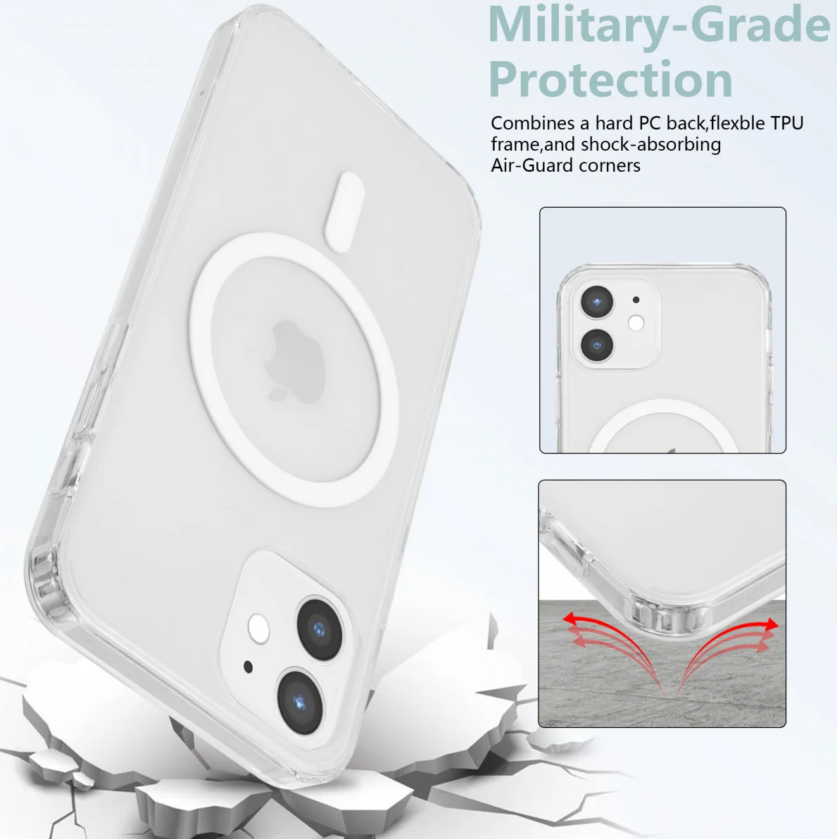 Apple iPhone 12 / 12 Pro Hoesje Hard Back Cover met MagSafe Transparant afbeelding 4