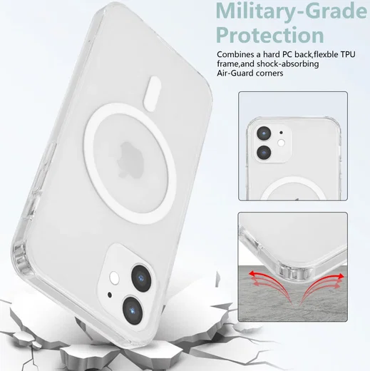 Apple iPhone 12 / 12 Pro Hoesje Hard Back Cover met MagSafe Transparant afbeelding 4