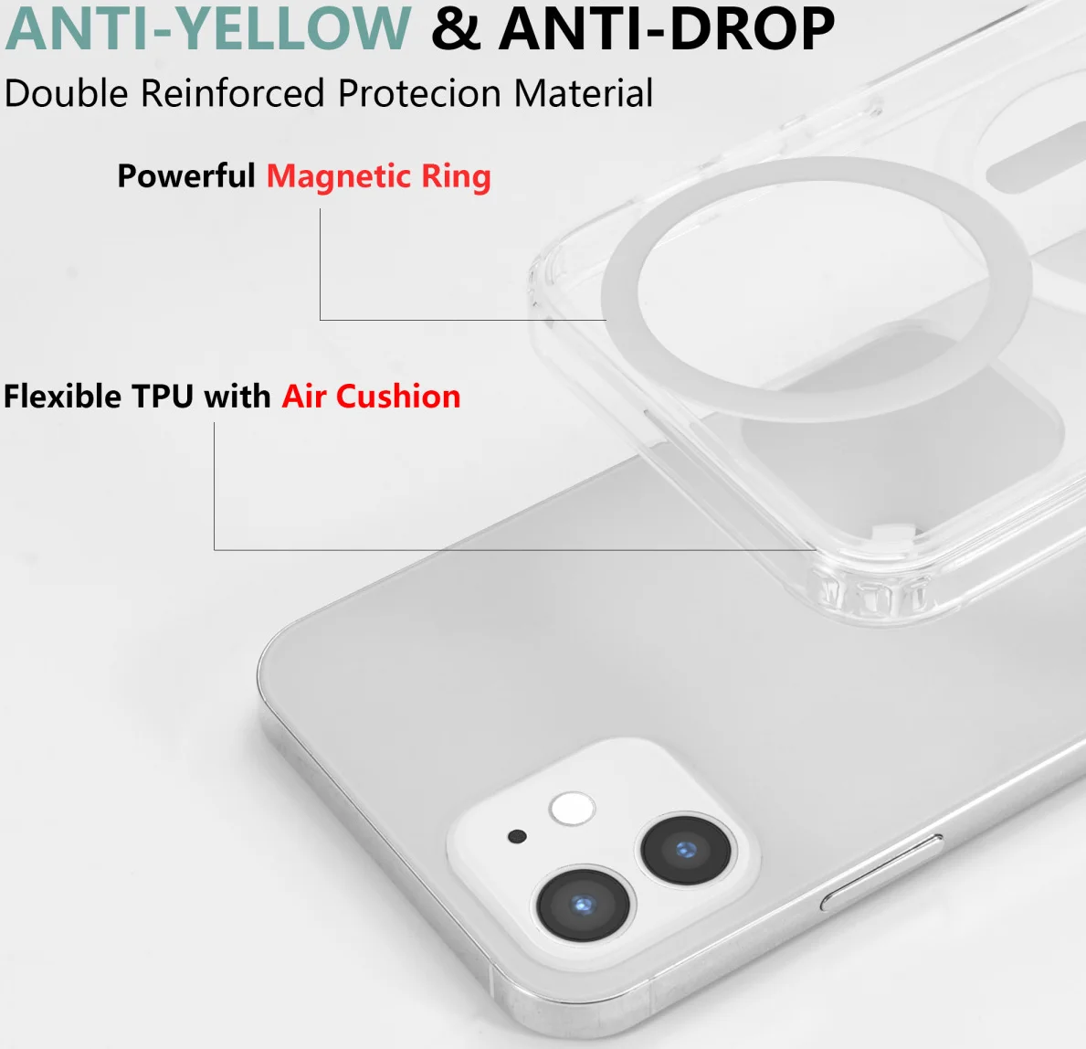 Apple iPhone 12 / 12 Pro Hoesje Hard Back Cover met MagSafe Transparant afbeelding 7