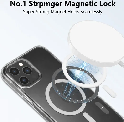 Apple iPhone 12 Pro Max Hoesje Hard Back Cover met MagSafe Transparant afbeelding 3