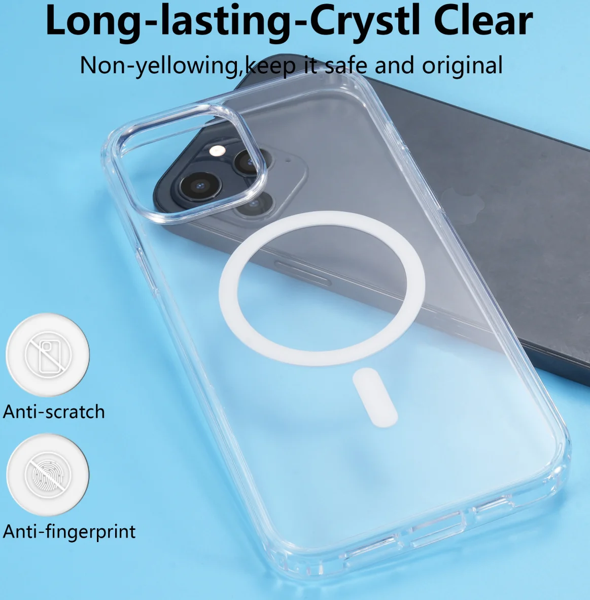 Apple iPhone 12 Pro Max Hoesje Hard Back Cover met MagSafe Transparant afbeelding 4