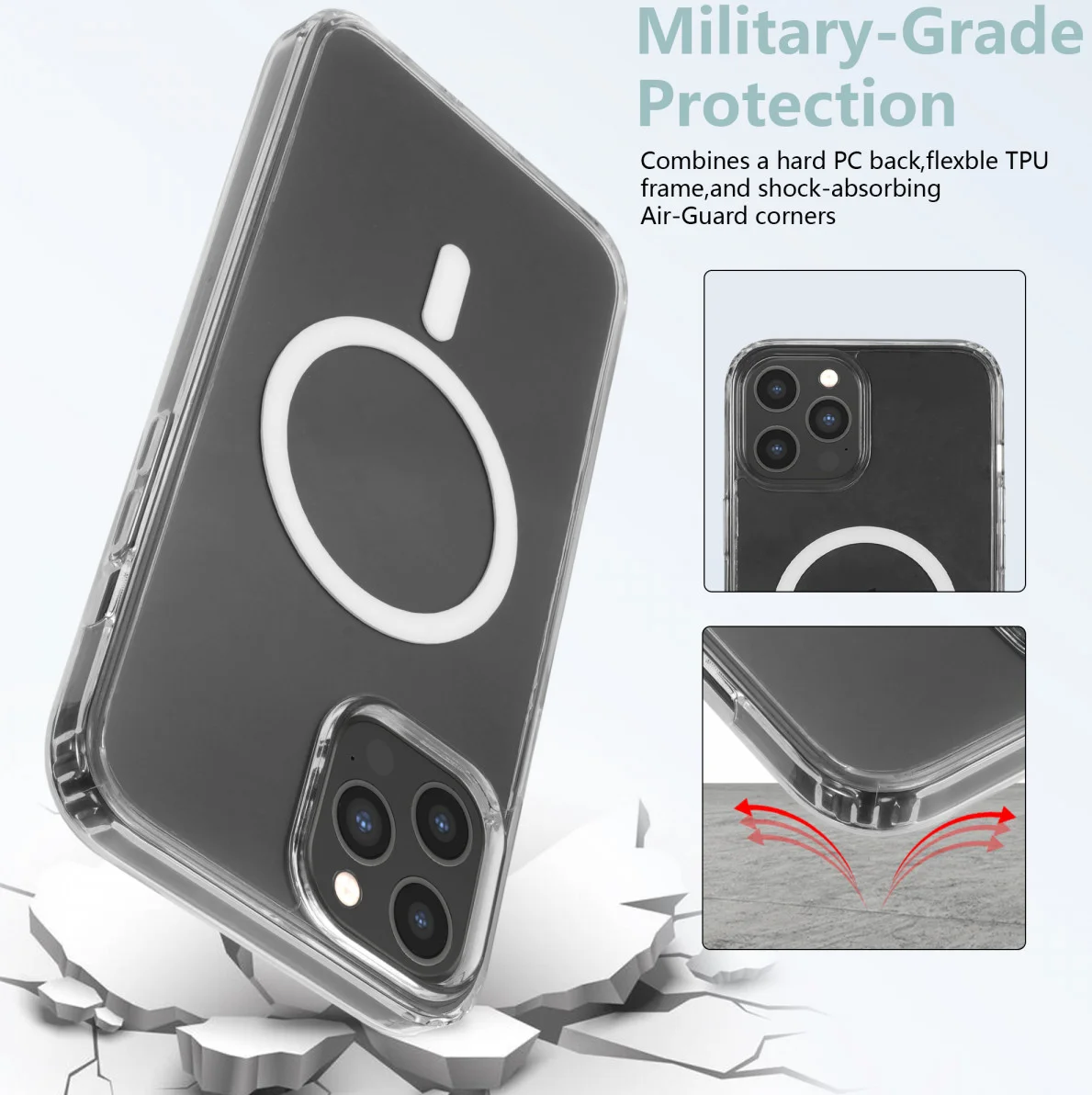 Apple iPhone 12 Pro Max Hoesje Hard Back Cover met MagSafe Transparant afbeelding 5