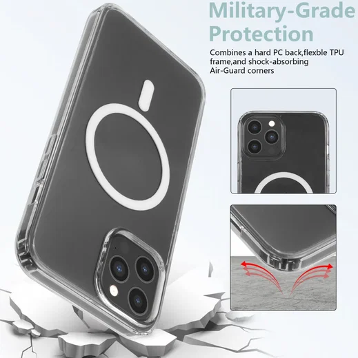Apple iPhone 12 Pro Max Hoesje Hard Back Cover met MagSafe Transparant afbeelding 5