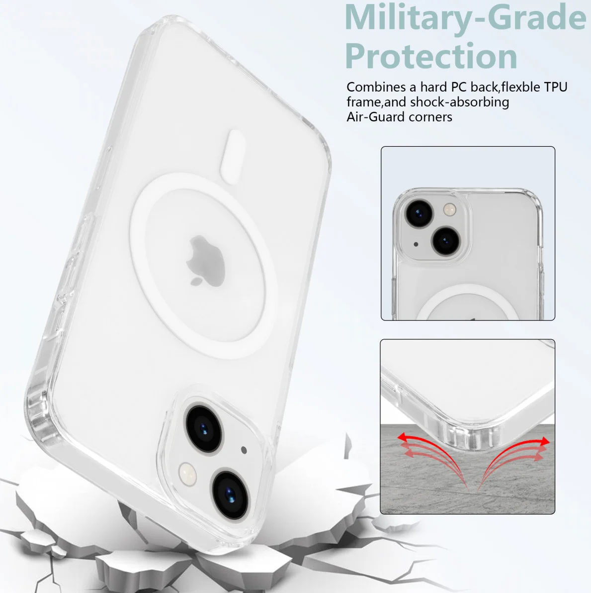 Apple iPhone 13 Hoesje Hard Back Cover met MagSafe Transparant afbeelding 3
