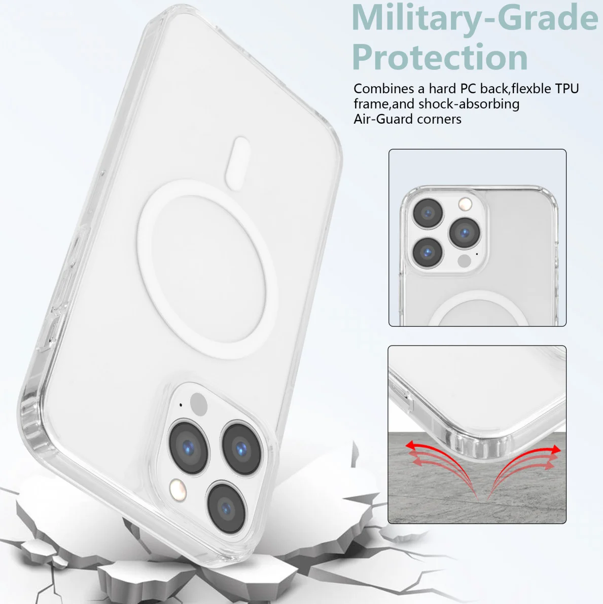 Apple iPhone 13 Pro Max Hoesje Hard Back Cover met MagSafe Transparant afbeelding 4