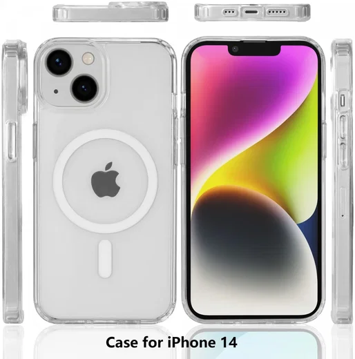 Apple iPhone 14 Hoesje Hard Back Cover met MagSafe Transparant afbeelding 8