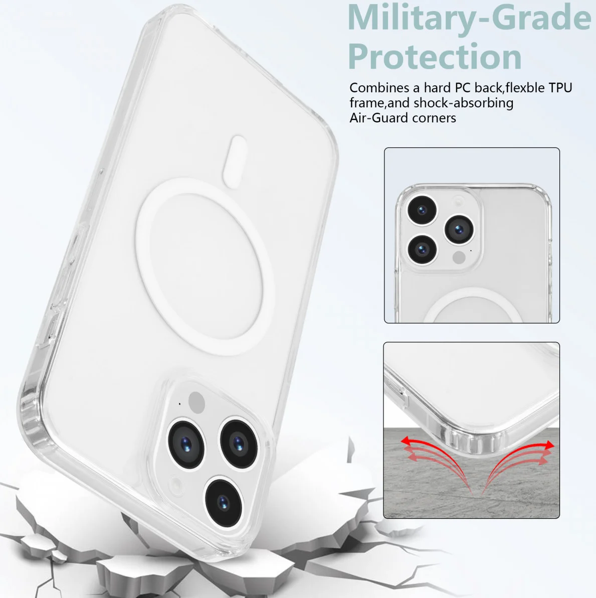 Apple iPhone 14 Pro Hoesje Hard Back Cover met MagSafe Transparant afbeelding 4