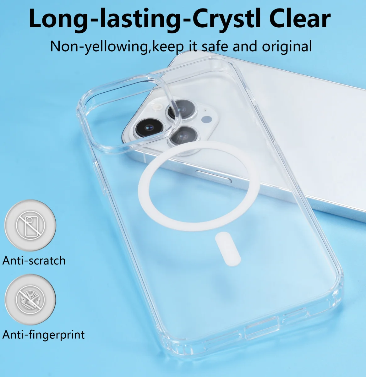 Apple iPhone 14 Pro Hoesje Hard Back Cover met MagSafe Transparant afbeelding 6